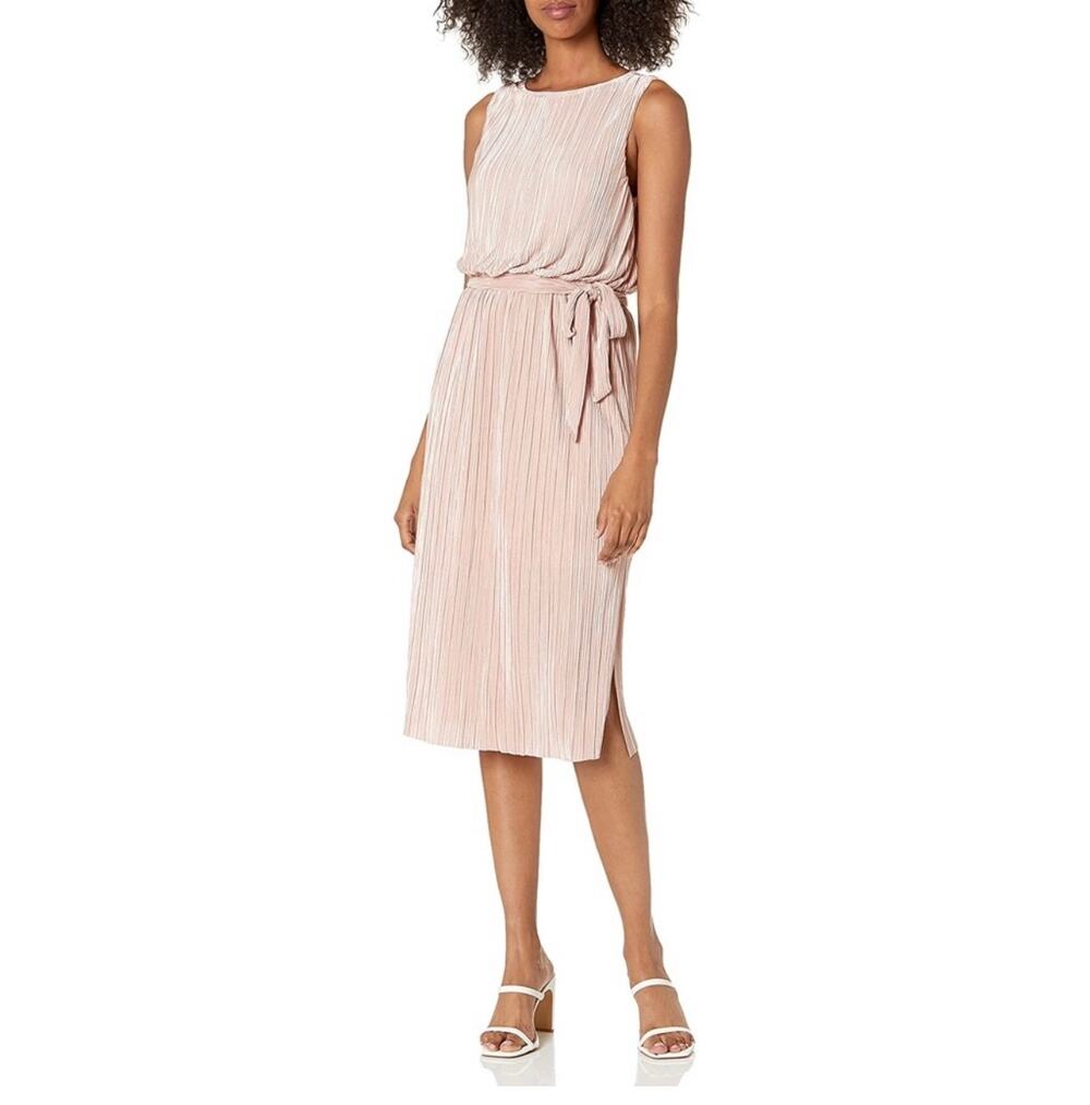 BB Dakota Off To The Races Midi Dress in Mauve Rose High Neck Sleeveless Dress S
